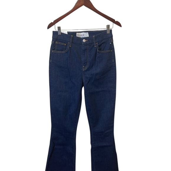 Frank & Eileen Flannigan Flare Leg Raw Hem Dark Wash Blue Jeans sz 28 NWT - Picture 3 of 11